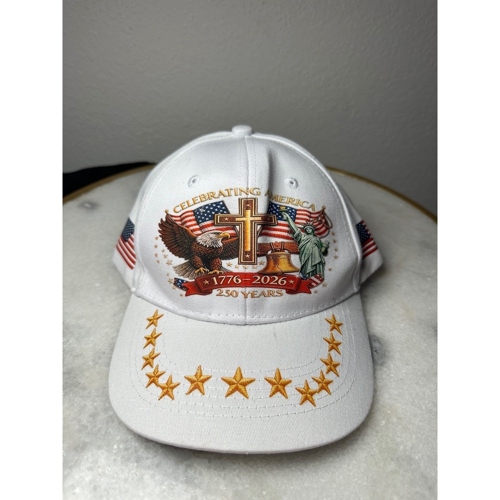 Celebrating America‎ 1776-2026 250 Years Patriotic Hat White Eagle Cross Cap